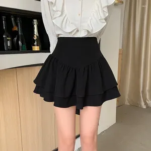 Jupes Summer Retro College Style Black Mini Shorts jupe Jupe A-Line Migne Cake Fashion Plus taille Vêtements