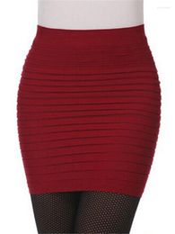 Jupes d'été sexy jupe courte dames taille haute a-ligne élastique noir rouge plissé couleurs de bonbons