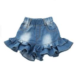 Skirts Summer Baby Baby Denim Skirt Shorts Lindos Palabos de doble colaboración Niños Pantalones Niños 1234567 años H240425