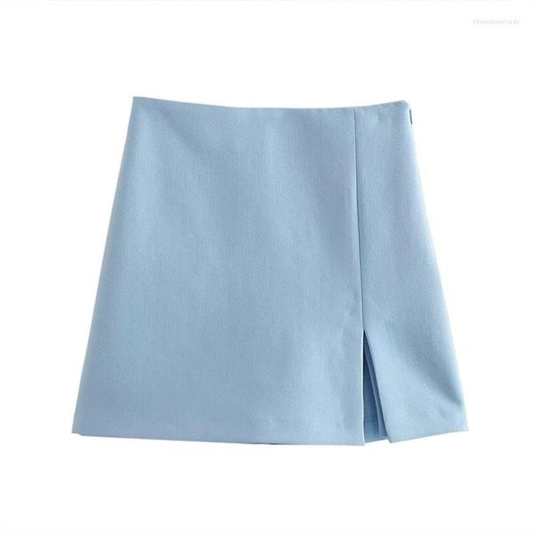 Jupes Summer Femme 2023 Casual High-Waist Hip Open Design Shorts Slim Mini Blue Half-Body Jupe