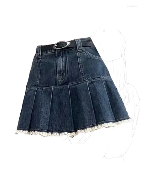 Jupes d'été féminine plissée denim plim mini jupe haute taille vintage fashion coréen harajuku y2k 90s girl jean a-line