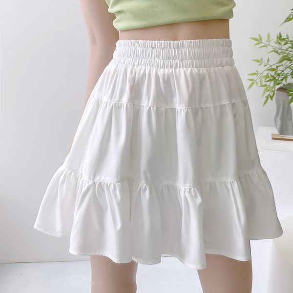 Jupes Vêtements pour femmes d'été blanc taille haute slim plissé avec mini lignes sexy jupes courtes pour femmes décontractées de la mode coréenne 230408