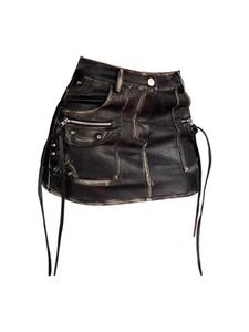 Jupes d'été femme vintage pu artificiel cuir mini sac de hanche ski gyaru punk conception 2000S esthétique marée y2k street vêtements cyber grunge 90s q240507