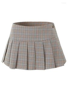 Jupes suninbox été pour les femmes 2024 Plaid doux plissé mini-taille bas sexy chic y2k