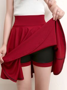 Jupes SURMIITRO Shorts Jupes Femmes Summer Fashion School Style coréen Rouge Noir Mini Esthétique Plissée Taille Haute Jupe Femme 230322