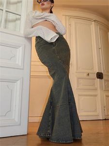 Gonne TARUXY Denim Maxi Y2k Vintage Slim aderente lungo per le donne 2023 EGirls Casual High Street Trumpet Jean 230420