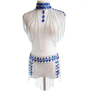 Jupes Tassel Chain Tops Bra SHODER Collier Bikini Wear Mini Robe Nightclub Party Festival Burning Belly Belt Celt Drop Livrot AP DHCB7