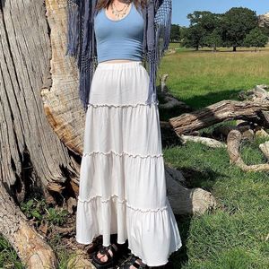 Rokken doornboom chic vrouwen geplooide rokken vakantiefeestje witte hoge taille lange maxi rokken feeën grunge retro bodem elegante dame 230508