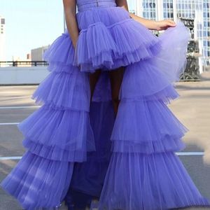 Jupes Jupe à plusieurs niveaux Party Wear Faldas Tulle Maxi Adultes Femmes Longueur de plancher Jupe Hi Low Front Short Back Long