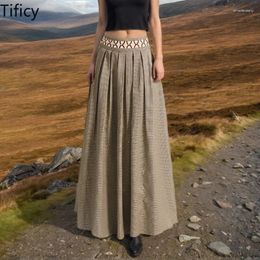 Rokken Tify Summer Women's Fashionable Style Geroolde pailletten Hoog getailleerde A-lijn geplooide ontwerp met een halve rok