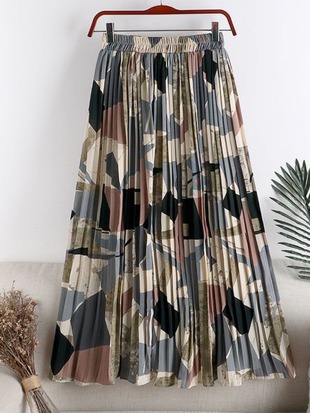Jupes TIGENA Vintage longue jupe plissée femmes vacances d'été belle impression colorée en mousseline de soie taille haute Maxi jupe femme 230414