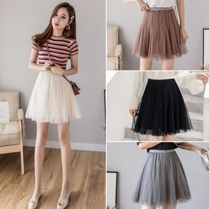 Jupes TingYiLi Mini Tulle Jupes Femmes Noir Beige Gris Café Rose Jupe Courte Élégante Dames Filles Tutu Jupe 230511