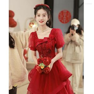 Jupes Toast robes 2023 été mariée luxe et atmosphère mariage fiançailles Banquet femme robe rouge