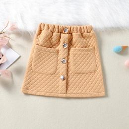 Faldas para niños pequeños, bebés, niñas, otoño, primavera, paquete sólido, botones, ropa de moda para niños, princesa bonita de 1 a 6 años