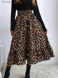 Jupes Tossy High Taist Leopard Midi Jupe pour femmes décontractées Boho imprimé Long Tulle jupe dames 2022 AUTOMNE NOUVEAU MARIFON A-LINE JURTL231212