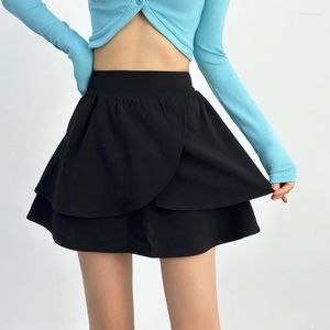 Faldas TVVOVVIN Summer Ballet Girls' Elastic High Waist Versátil Irregular Half Skirt A-line Ruffled Short Women's SSUT