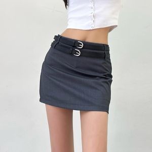 Rokken tvvovvin zomer dubbele riem mode half rits rok rok dames hoge taille pittig meisje sexy strak ingepakte heup short h15r