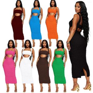 Jupes Deux pièces set crop top et maxi long slim fashion women women women de printemps club farty tofits jupe pour femme