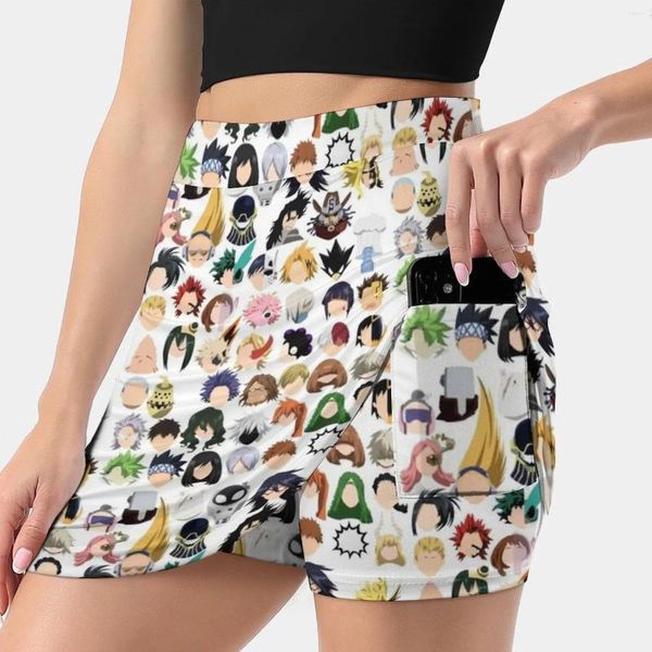 Faldas U.A.Falda de mujer alta con bolsillo imprimiendo una línea ropa de verano boku no héroe academia mi anime