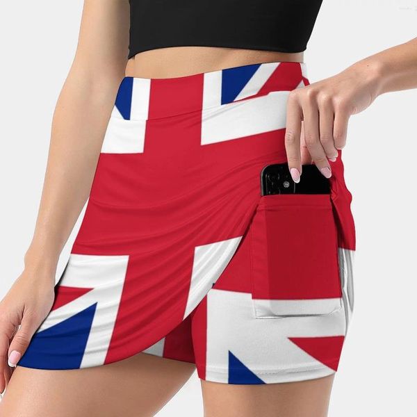 Jupes Union Jack 1960S Mini jupe - British Flag Women's Jirt une ligne avec une poche de peau Grande-Bretagne Grande-Bretagne