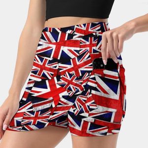 Faldas Union Jack Inglaterra británica Bandera del Reino Unido Falda de mujer con bolsillo oculto Tenis Golf Bádminton Correr