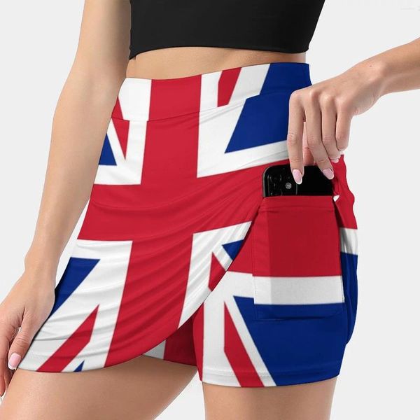 Faldas Union Jack Falda para mujer con bolsillo Impresión vintage Una línea Ropa de verano Bandera Reino Unido Gran