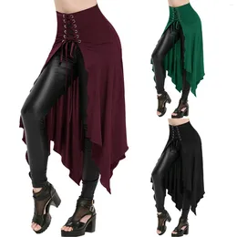 Jupes victorien jupe gothique steampunk corset costume punk noire agitation vintage irregualr hémmène dames long faldas mujer