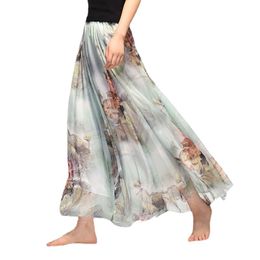 Rokken vintage Boheemse lange rok elegant chiffon saia harajuku strand hoge taille vrouw kleren faldas tutu vestidos 230519