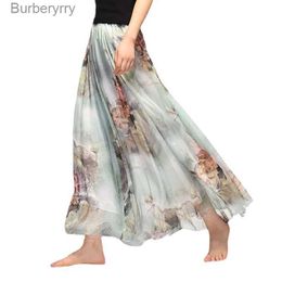 Jupes Vintage bohème jupes longues femmes élégant en mousseline de soie Saia Harajuku plage taille haute jupe longue femme vêtements Faldas Tutu VestidosL231212