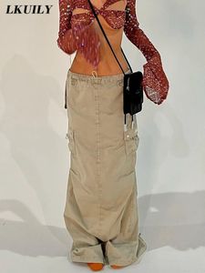 Jupes Vintage Cargo Casual Long Maxi Mode Harajuku Y2k Esthétique Streetwear Denim Fée Coréenne Grunge Gothique 230503
