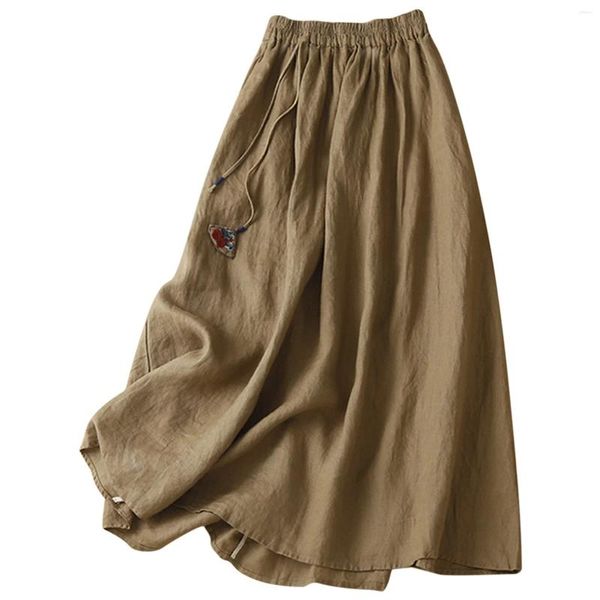 Jupes Vintage coton lin jupe maxi pour femme