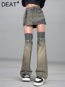Jupes vintage mode femme patchwork pantalon jambes de denim mini 2024 jupe à la mode d'été.
