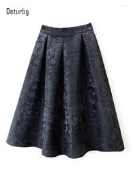Jupes Vintage taille haute Jacquard jupe florale pour femmes Streetwear dames côté fermeture éclair noir bulle Faldas 2023 automne K362