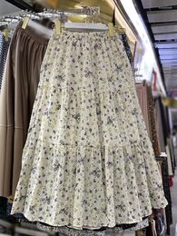 Jupes vintage long pour les femmes imprimé florale A-line haute taille femelle élégante faldas ajustadas décontracter la jupe tout-puissant