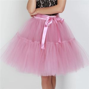 Rokken Vintage Midi Plooirok Petticoat 5 Layer Tulle Womens Lolita Bruidsmeisje Elegante Mazen Vrouwelijke Banket Kleding