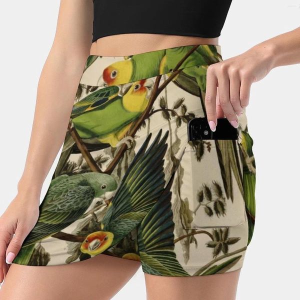 Jupes Vintage Parrot Illustration Femme Mode 2024 Pantalon Jupe Mini Bureau Court Oiseau Coloré