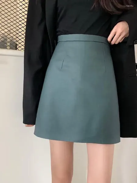 Jupes Vintage solide fermeture éclair Mini jupe en cuir Pu femmes mode coréenne taille haute moulante Sexy Club a-ligne hanche Wrap courte femme
