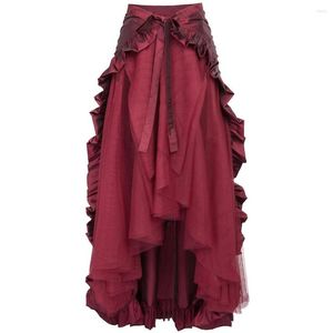 Faldas Vintage Steampunk pirata falda mujer gótico medieval victoriano largo Irregular tul plisado disfraces de Halloween