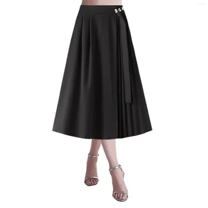 Jupes vintage y2k gris plissé longue jupe femme printemps d'été style collège haute taille en ligne midi coréen