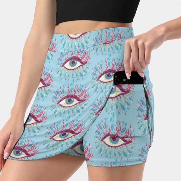 Faldas extrañas ojo azul skirt deportivo skort con moda de bolsillo estilo coreano 4xl colorido