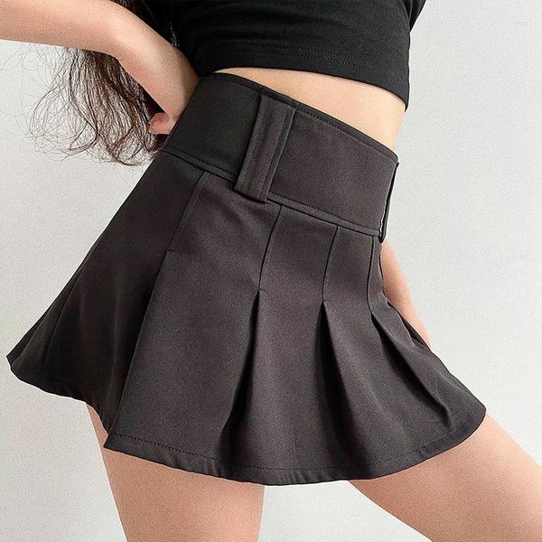 Faldas Wenfly femenina dulce sexy A-line mini falda corta negro plisado lápiz para mujer kawaii tutú femme ropa gótica mujeres