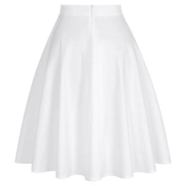 Faldas blancas de los años 50 para mujer, falda Midi de algodón de cintura alta de talla grande, línea A, estilo Pin Up Vintage Floral, estilo Rockabilly Swing Jurken 2023