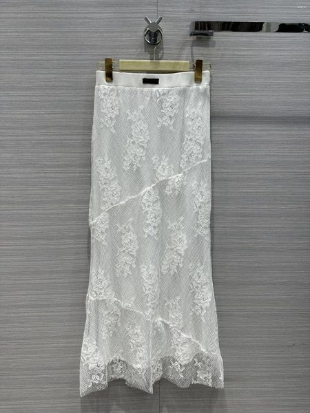 Jupes Demi-robe longue en dentelle jacquard blanche! Sweet Cool Girl Age Tempérament Package Hip Fishtail Jupe Design