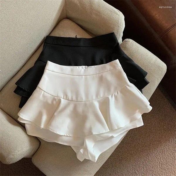 Faldas pantalones blancos falda femenina diseño de verano cintura alta temperamento A-Line negro moda fiesta minifalda ropa para mujeres
