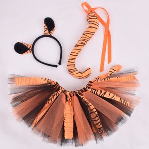 Jupes Wild Tiger Fluffy Tutu Jupe pour Filles Bébé Filles Tiger Costume Enfants Fête D'anniversaire Tutus Halloween Animal Costume born-12Y 230505