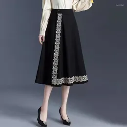 Jupes femme Hanfu Horse Face jupe féminine costume traditionnel plis vintage dame haute taille A-line mi-longueur q372