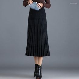 Jupes Femmes 2022 Automne Fashion épaissis Warm Loose Femme Midfong plied dames hautes tricots m836