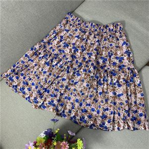 Faldas Mujer 2023 Floral impreso Mini algodón Lino plisado falda con volantes vacaciones playa Bohemia de talla grande M-7XL