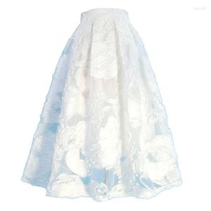 Jupes vêtements pour femmes hiver tendance 2023 élégant Vintage taille haute plissé Organza longue jupe blanche fête de mariage Rave tenues