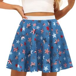 Faldas Mujer Impreso Día de la Independencia Falda corta plisada casual Tenis para mujer Conjunto brillante y superior